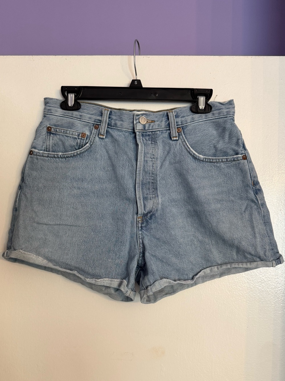 AGOLDE High-Rise Button-Fly Denim Shorts